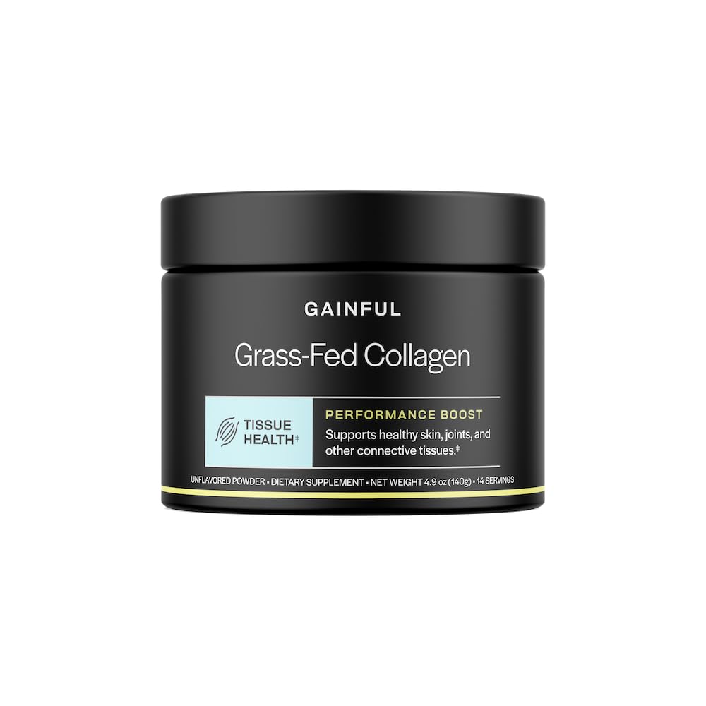Gainful Performance Boost Collagen Peptides Powder with Vitamin C, Skin, Immune &amp; Joint Support, Grass Fed Bovine Collagen, Unflavored, 14 Servings