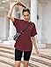 Totatuit Women Basic Oversized Tee Rolled Half Sleeve Loose Fitting Maternity Tunic Tops Cotton Crew Neck Summer Long Tee Shirts Gym Workout Cover Shirts 2025 Trendy Outfits Dark Red X-Large