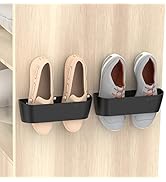 Yocice Wall Mounted Shoes Rack 2Pack with Sticky Hanging Strips, Plastic Shoes Holder Storage Org...