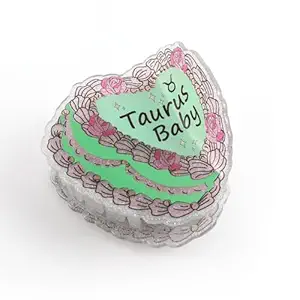 Taurus Baby Hair Claw, Personalized Acetate Hair Clip, 7cm/2.75in, Green with Pink Floral Design