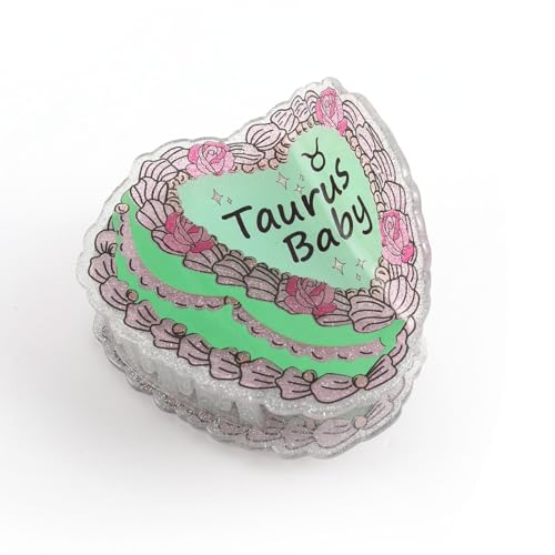 Taurus Baby Hair Claw, Personalized Acetate Hair Clip, 7cm/2.75in, Green with Pink Floral Design