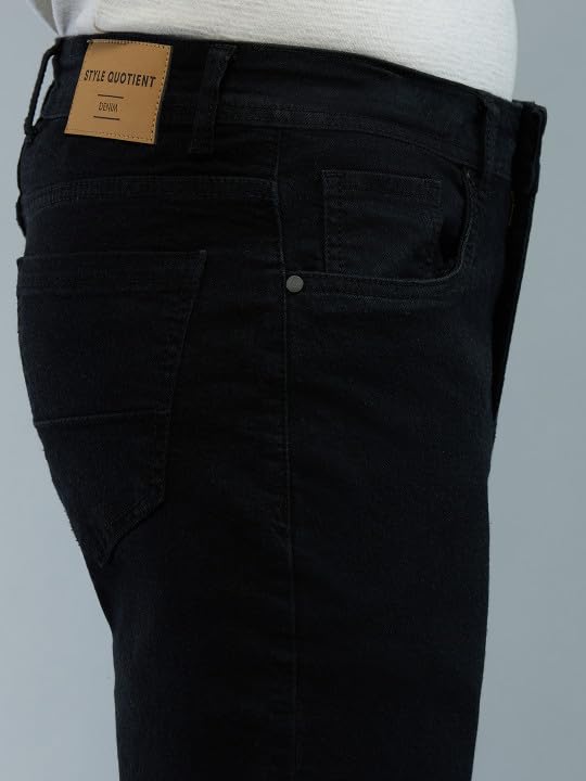 Image of Style Quotient Men Dark Blue Regular Fit Mid Rise Stretchable Jeans