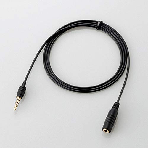 ???? Elecom MPA-EHPS10BK Earphone Extension, Audio Cable, Stereo Mini Plug, 4 Poles, Extension, Slim Connector, 3.3 ft (1 m), Black