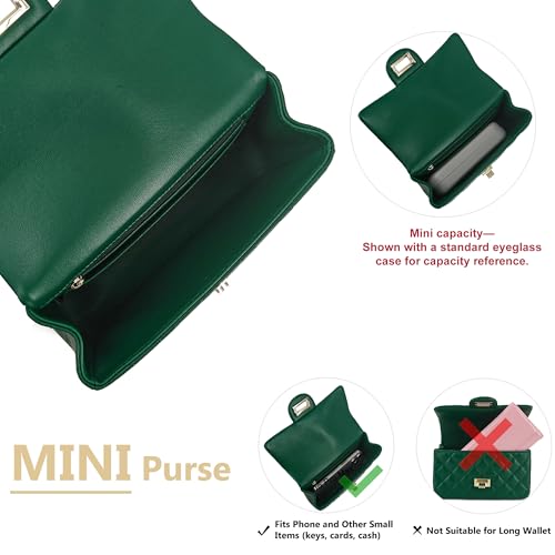 Image of M-ioi-M Small Quilted Crossbody Bag for Women, Genuine Leather Mini Shoulder Flap Purse with Gold Chain Strap & Top Handle