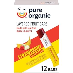 Pure Organic, Layered Fruit Bars, Strawberry Banana, Gluten Free and Vegan Fruit Snacks, 6.2oz Box (12 Count)