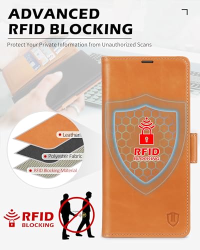 SHIELDON Capa para Galaxy S24 Ultra 5G de 6,8 polegadas, capa carteira de couro genuíno Galaxy S24 U
