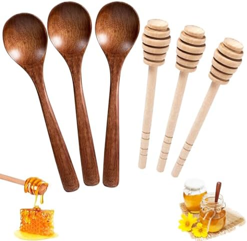 6Pcs Honey Spoon, Honey Stick, Honey Dipper, Wooden Honey Spoon, Wooden