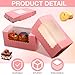 Ireer 60 Pack 8x4x4 Inch Bakery Boxes with Window Cookies Boxes Pumpkin Roll Container Donut Boxes Pastry Cake Packaging Safe for Loaf Muffins Breads Dessert Treat, Pink