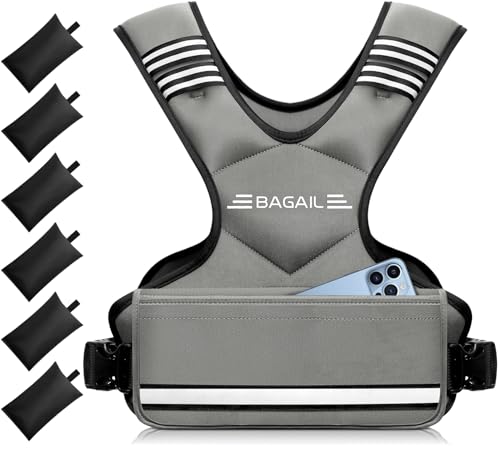 Image of BAGAIL Adjustable Weighted Vest for Women 4-10lb /12-18lb /20-32lb, Comfortable U-Neck Rucking Vest with 6 Removable Weights, Storage Pocket and Reflective Strips for Walking, Jogging, Weight Loss