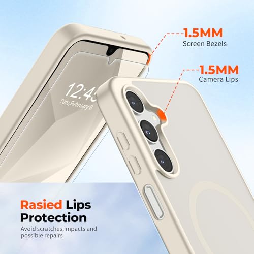 Image of SUPFINE Magnetic for Samsung Galaxy A16 5G Case with Screen Protector, (Built-in Magnets) (Military Grade Drop Protection) Slim Translucent Shockproof Phone Case,Stone