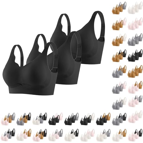 Pack de 3 sujetadores sin costuras ajustables para mujer con soporte cómodo diario