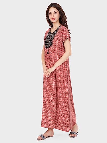 Image of Evolove Women's Viscose Liva Long Maxi Night Gown Nighty Dress with Pocket, Super Soft Comfortable (LNG-Rayon)