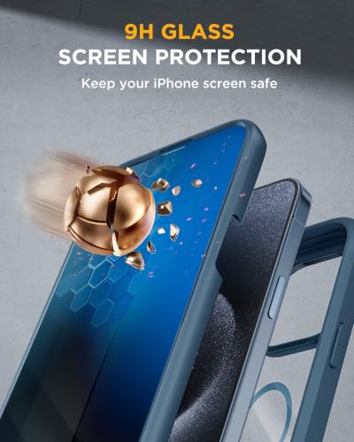 Image of Miracase for iPhone 15 Pro Case 6.1'',with Private Screen Protector,Blue