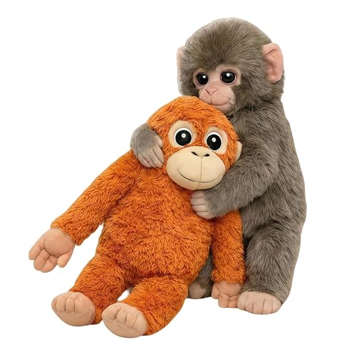 KOBONA Brinquedos de peluche de macaco Punch: boneco de 35 cm com orangotango, macacão de peluche macio de apoio emocional inspirado em zoológicos, amantes do conforto