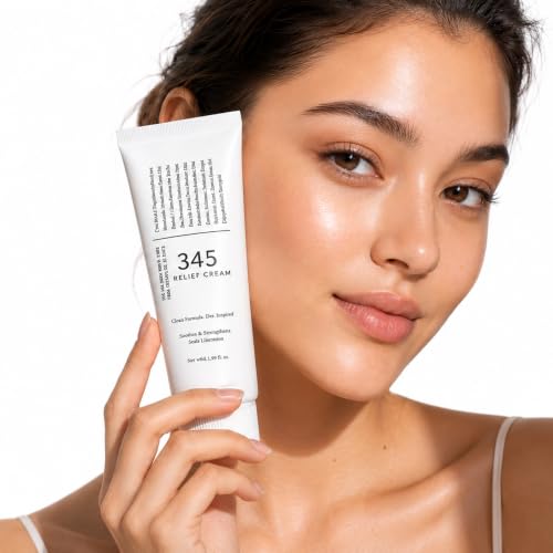 Image of KIMEE 345 Relief Cream | Daily Face Moisturizer for Soothing Recovery and Blemish Care with PDRN and Niacinamide | Korean Vegan Skincare for All Skin Types | 50ml Hair Brush