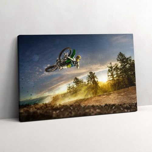 Décoration murale motocross 60x40cm tableau forêt pour salon de passionné