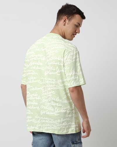 Image of Bewakoof Air 1.0 Men's 100% Cotton Oversized Fit Round Neck T-Shirt