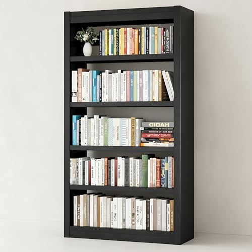 Image of VASAAOSD Metal Bookshelf, Adjustable Black Bookcase, 5 Tier, 61 inch Tall | Sturdy Metal, Adjustable, Toolless Easy Assembly Book shelves, For Home Office, Living Room, Bedroom, Library