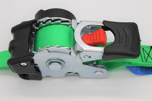 Foto von Automatik Zurrgurt Spanngurt mit Spitzhaken 1,8m x 25 mm 300/600 daN, 4er Set, Grün, für PKW und Anhänger
