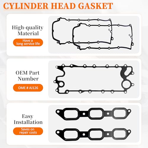 Image of Engine Cylinder Head Gasket Set AJ126 Compatible with Jaguar F-Pace 2017-2020, F-Type 2014-2020, XF 2014-2020, XJ 2014-2019, XE 2017-2019 3.0L V6, Discovery LR4 2014-2016