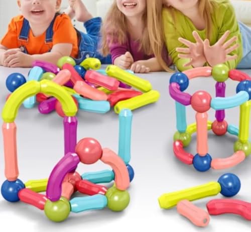 Blocos Montar Magnético Educativo Bolas Bastões Brinquedo criança 103 peças