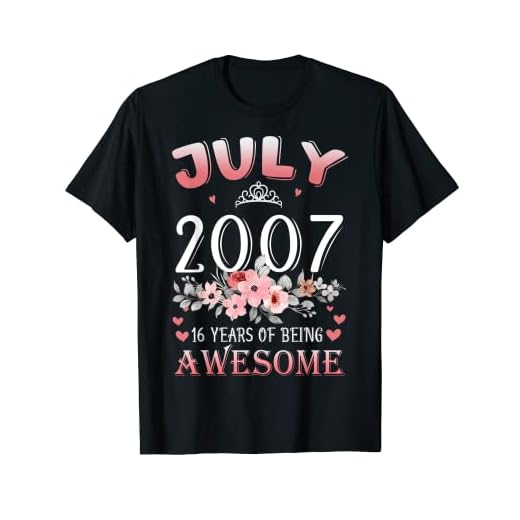16 años de edad, hecho en julio de 2007, regalo de cumpleaños de 16 años Camiseta