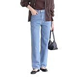 [n'OrLABEL] ノアールレーベル オシャレウォーカー ワイドパンツ レディース 【ストレートデニムパンツ】 ジーンズ ボトムス ジーパン ストレートデニム ワイド すっきり 大きいサイズ シンプル 春 夏 秋 冬 （S,サックス）15bm03j