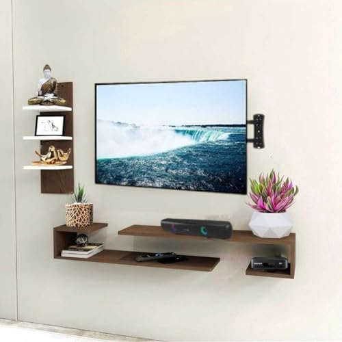 Image of C Style Tv Cabinet Floating Shelves for Wall Set,Wall Mounted Shelf for Living Room, Bedroom, Outdoor,Gallery,Stairs (Tv Cabinet)