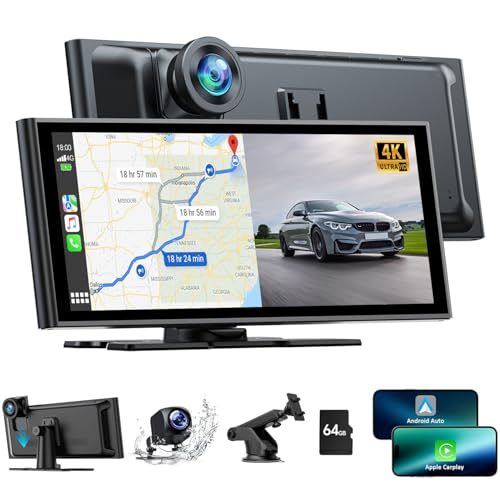 Volam 9.26'' Carplay Screen for Car with 4K Dash Cam, Compatible with Carplay & Android Auto,...