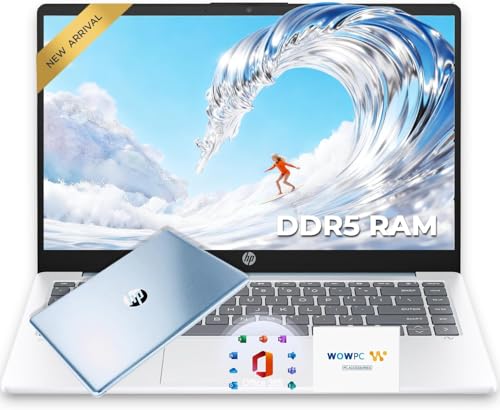 Image of HP 2026 New Everyday Laptop with Copilot AI • AMD High Performance Processor • 128GB SSD • Microsoft Office 365 Included • Thin & Portable • 12hrs Battery • Windows 11 | w /o Mouse