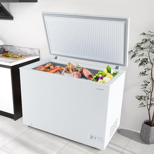 Costway 10555US-WH-CYPF 10 Cu.Ft. Chest Compact Deep 7-Level Adjustable Temperature, Removable Basket Freestanding Top Open Door Freezer thumb #4