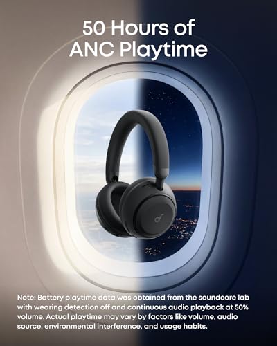 Image of Soundcore Anker Space 2 Bluetooth 6.1 Over-Ear Headphones, Travel-Ready | Active Noise Cancelling, 50H Playtime, LDAC Hi-Res, Dual Connection, Clear Calls, Nap Mode, Wearing Detection, Fast Charging