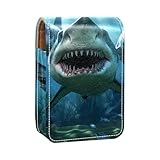 YTYVAGT Lipstick Case,Portable Makeup Bag Cosmetic Pouch,Lipstick Holder Makeup Organizer,Angry Shark in Forest Ocean