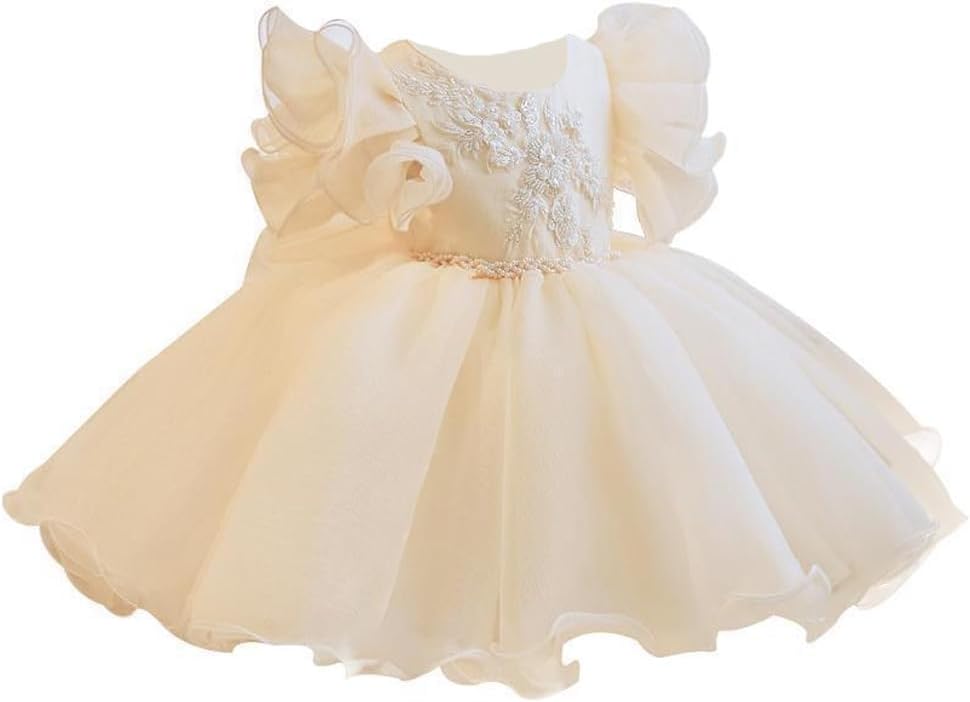 SAIHIME Baby Girls Flower girl dress Wedding Dress Birthday Party Christening Toddler Tutu Gown