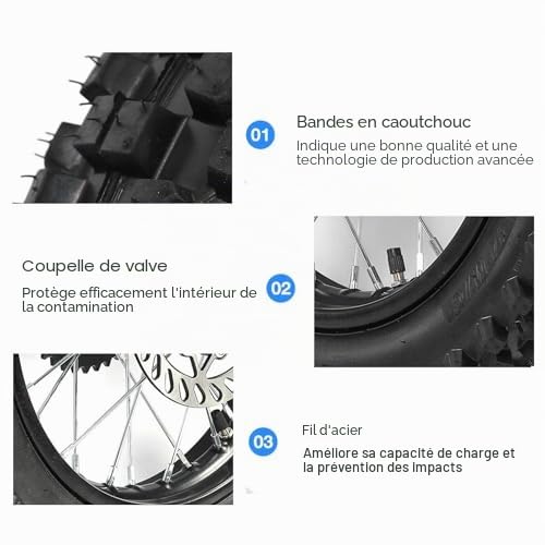 Yctze Ensemble de Pneus de Bord de Roue Arrière 14 Pouces avec Rotor et Pignon 90/100-14 Remplacement de Poignée Améliorée de l'arbre 15 Mm pour Tao Kayo TSD 110 TD 125