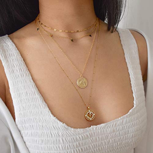 Crescent Moon and Star Pendant Necklace for Women Trendy Om Sun Necklace Dainty 18K Gold Chain Necklace Statement Necklace4