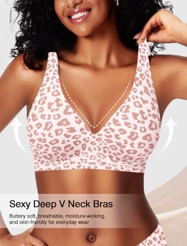 Image of Deep V Wireless Jelly Bras for Women Push Up Bralette Seamless No Underwire Support T-Shirt Comfort Plunge Full Coverage