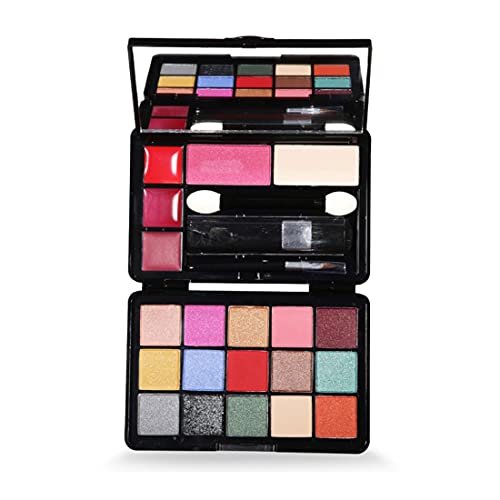 Image of Fashion Colour Professional And Home 4 IN 1 Makeup Kit (FC2022) With 15 Glamorous Eyeshadow, 3 Glossy Lip Gloss, 1 Powder Cake and 1 Blusher (Shade 02)