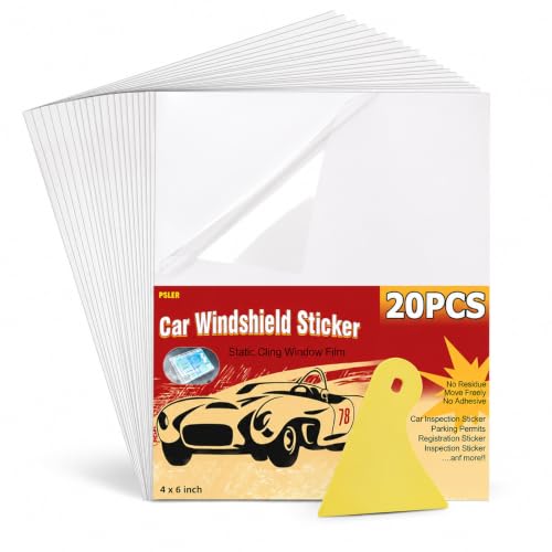 Image of PSLER Sticker Shield Windshield, Static Cling Window Film, 4x6 inch 20 Pack