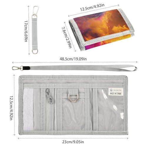 Wolf Flame Purple Red Kids Wallet for Boys Girls Trifold Sport Outdoor Wallets for Teen Children Youth Wallet with Zippered Coin Pockets Card Holders Front Pocket Wallets with Magic Sticker3