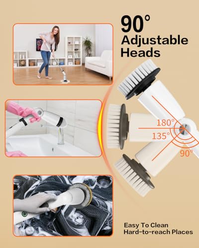 Image of 500RPM /S Multi Function Electric Spin Scrubber for Cleaning Bathroom Floor,Upgraded Stronger PX7 Waterproof Shower Scrubber with Power LCD Display, CordlessTile Scrubber (Black)