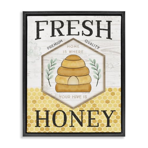 Rustic Bee Hive Typography Sign, 24 x 30 Inch Canvas in Floater Frame