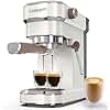 Espresso Machine, Expresso Coffee Machines for Home, 20 Bar Cafetera Espresso with Milk Frother Steam Wand, Compact Small Coffee Maker for Latte and Cappuccino (Pear White, Stainless Steel, Gift)