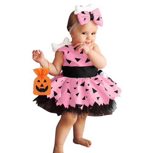 Toddler 3 Piece Caveman Cute Dress Outfits Girls Halloween Dog Pumpkin Historical Cavegirl Mesh Tulle Dresses Set