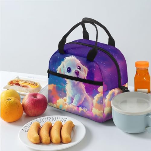 doginthehole Cute Puppy Backpack for Girls Purple Starry Sky Dog Girls School Bag with Lunch Bag 4pcs Lightweight Girls Bookbag Ages 8-10 for Elementary School Casual Travel Book Bags3