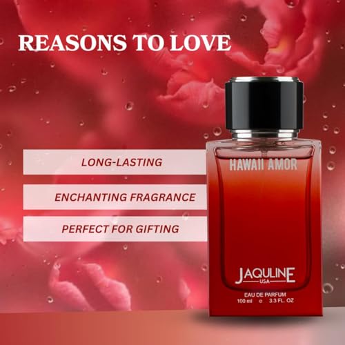 Image of JAQULINE USA Hawaii Amor Eau De Parfum | Unisex Perfume | Long Lasting Fragrance | Citrus, Flowery, Musky Notes | Fresh & Elegant Scent | 100ml