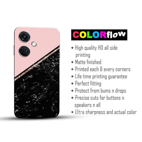 Image of COLORflow Back Cover Compatible with OnePlus Nord CE 3 5G | Beautiful Black Pink Marble | Designer Printed Hard CASE Bumper Back Cover Compatible with OnePlus Nord CE 3 5G