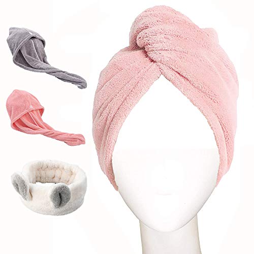 Cstore Microfiber Hair Towel Wrap for Drying Curly for Women Super Absorbent Quick Dry Hair Turban 3 Pieces