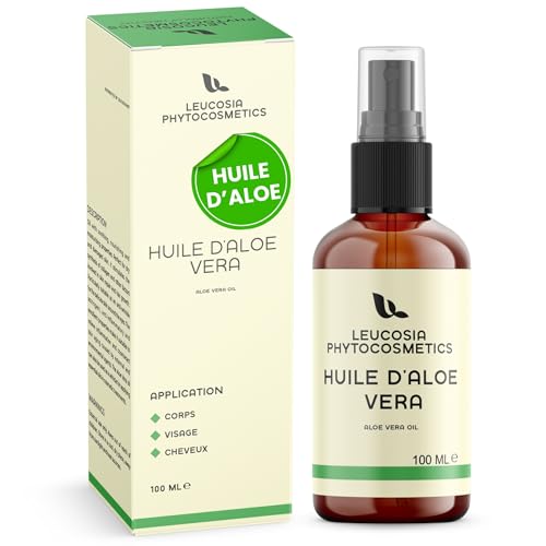 Huile d'Aloe Vera 100 ml - Idéale pour les peaux sèches et déshydratées - Huile après-soleil pour les coups de soleil - Soin Intensif Visage, Corps,...