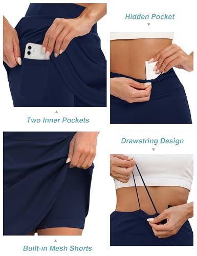 Image of LouKeith 19 inch Knee Length Skorts Skirts for Women Tennis Skirts Athletic Golf Skorts Casual Workout Skirt with Shorts Pockets